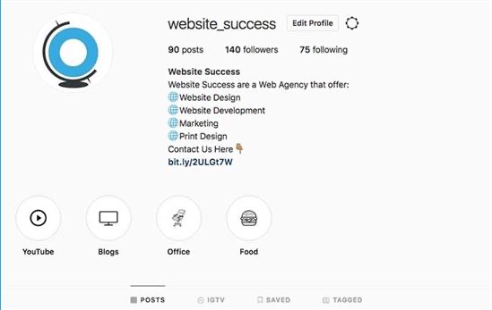 website success Instagram